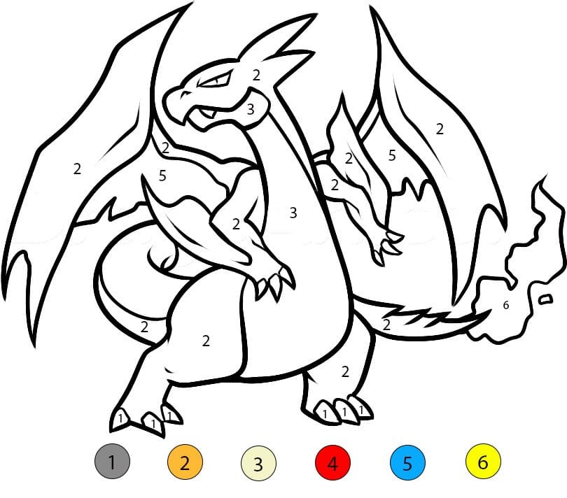 Dracaufeu Bipède Coloriage Magique