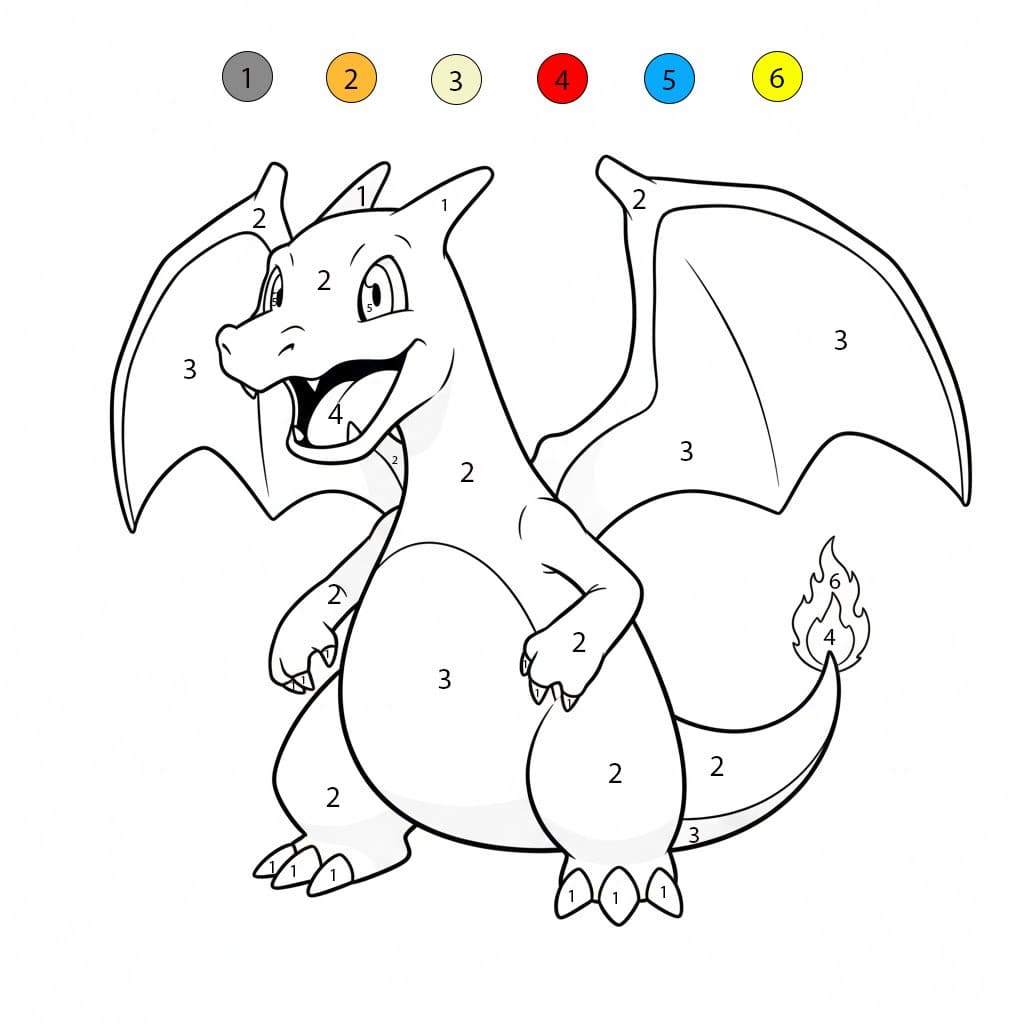 Dracaufeu Heureux Coloriage Magique