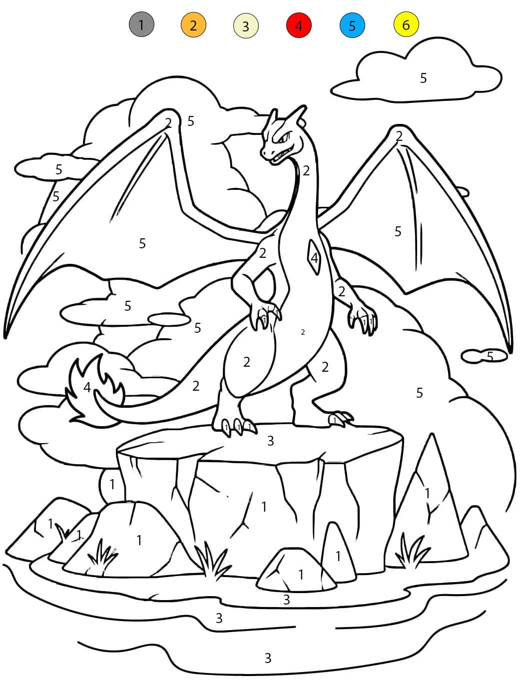 Dracaufeu Majestueux Coloriage Magique