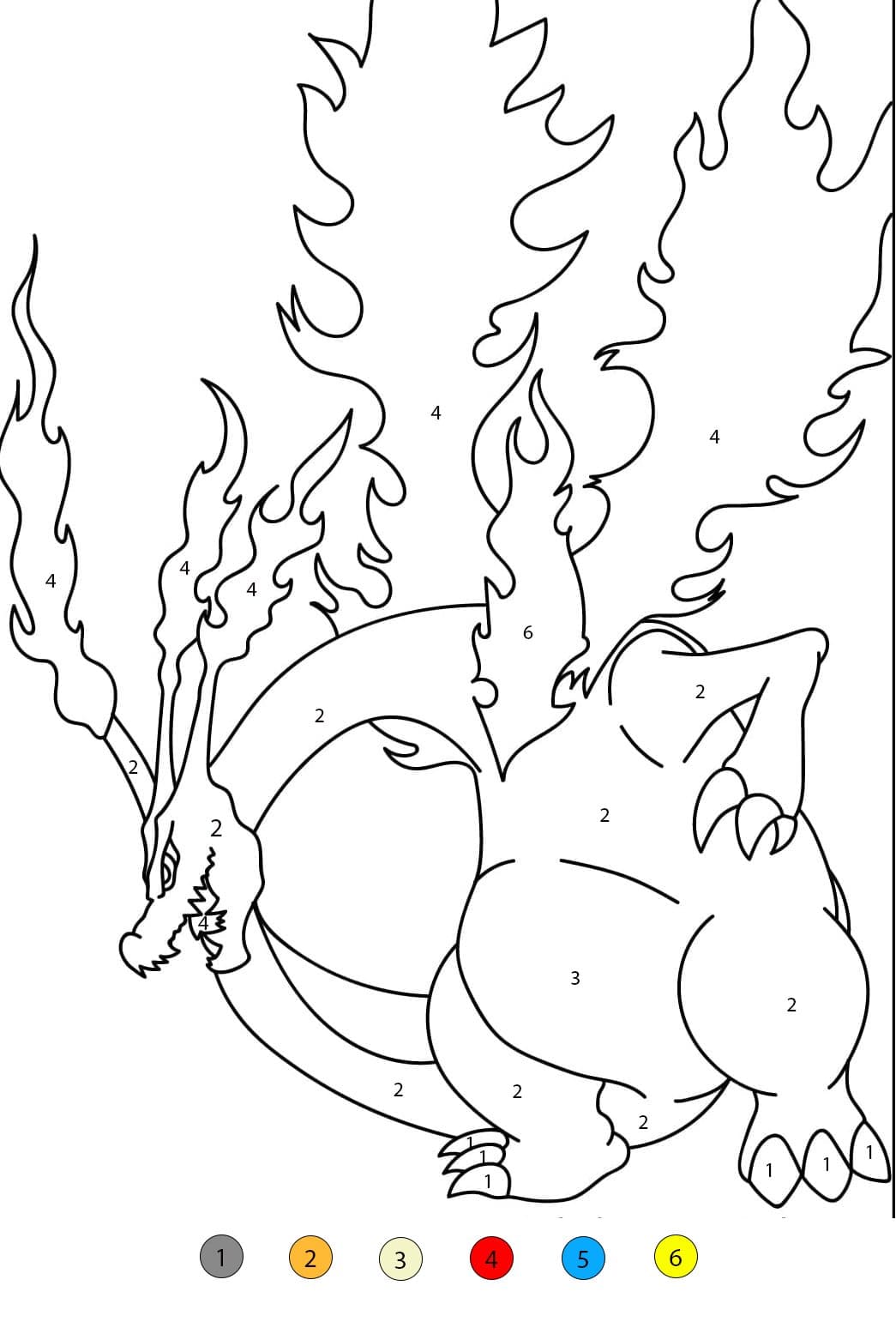Dracaufeu Pokémon de type Feu Coloriage Magique