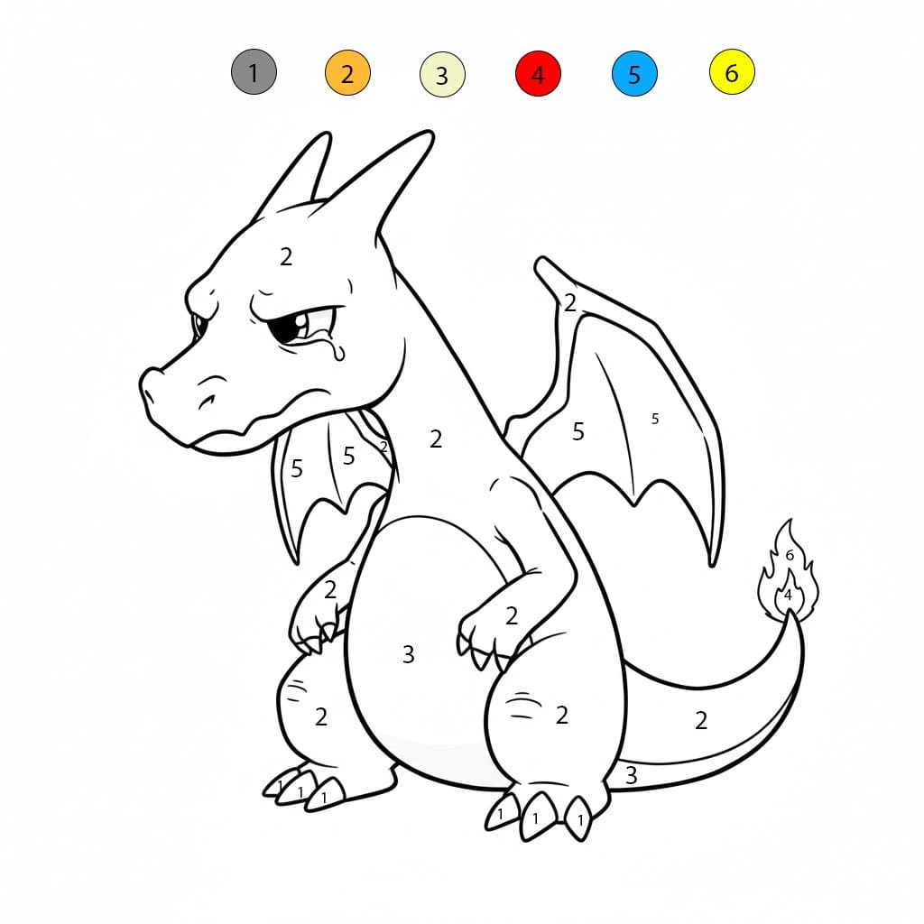 Dracaufeu Triste Coloriage Magique