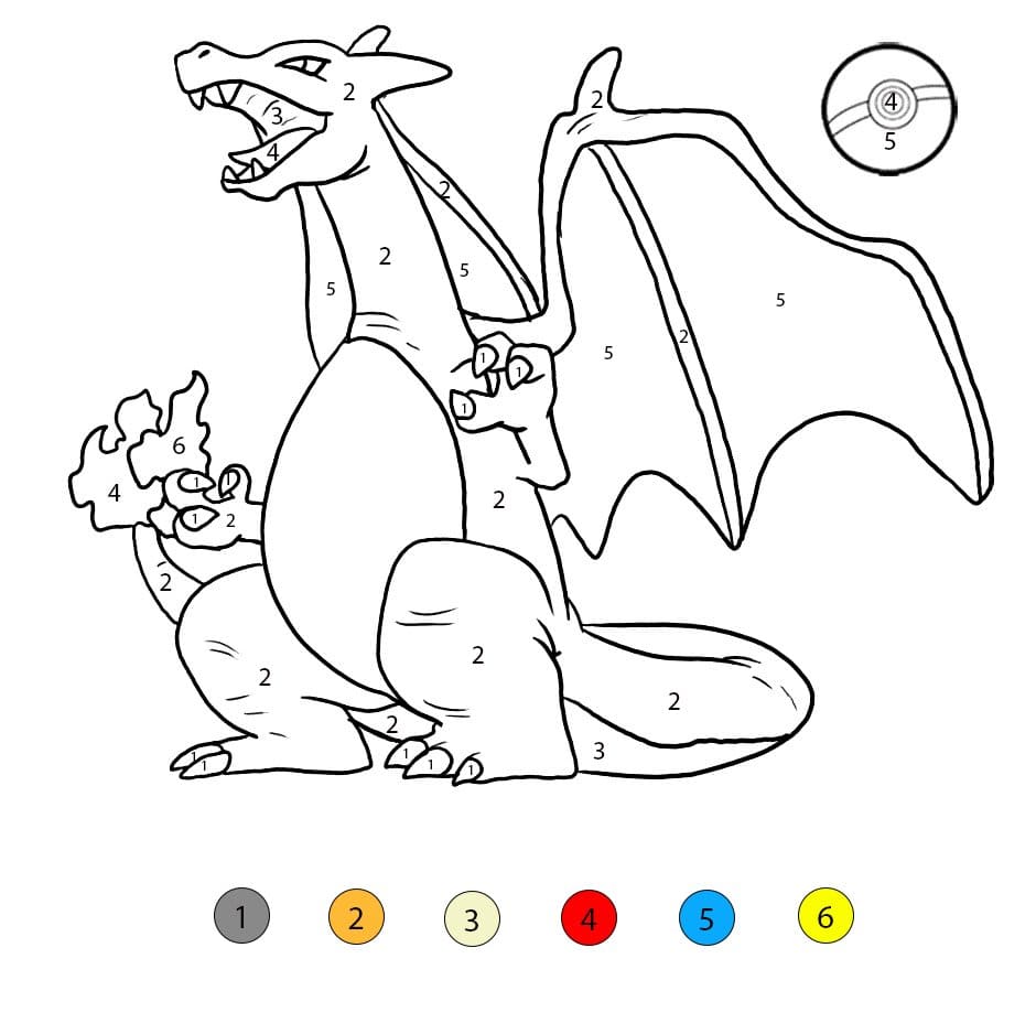 Dracaufeu et Poké Ball Coloriage Magique