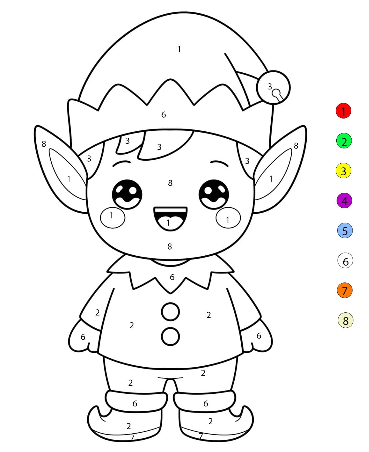 Elfe adorable Coloriage Magique