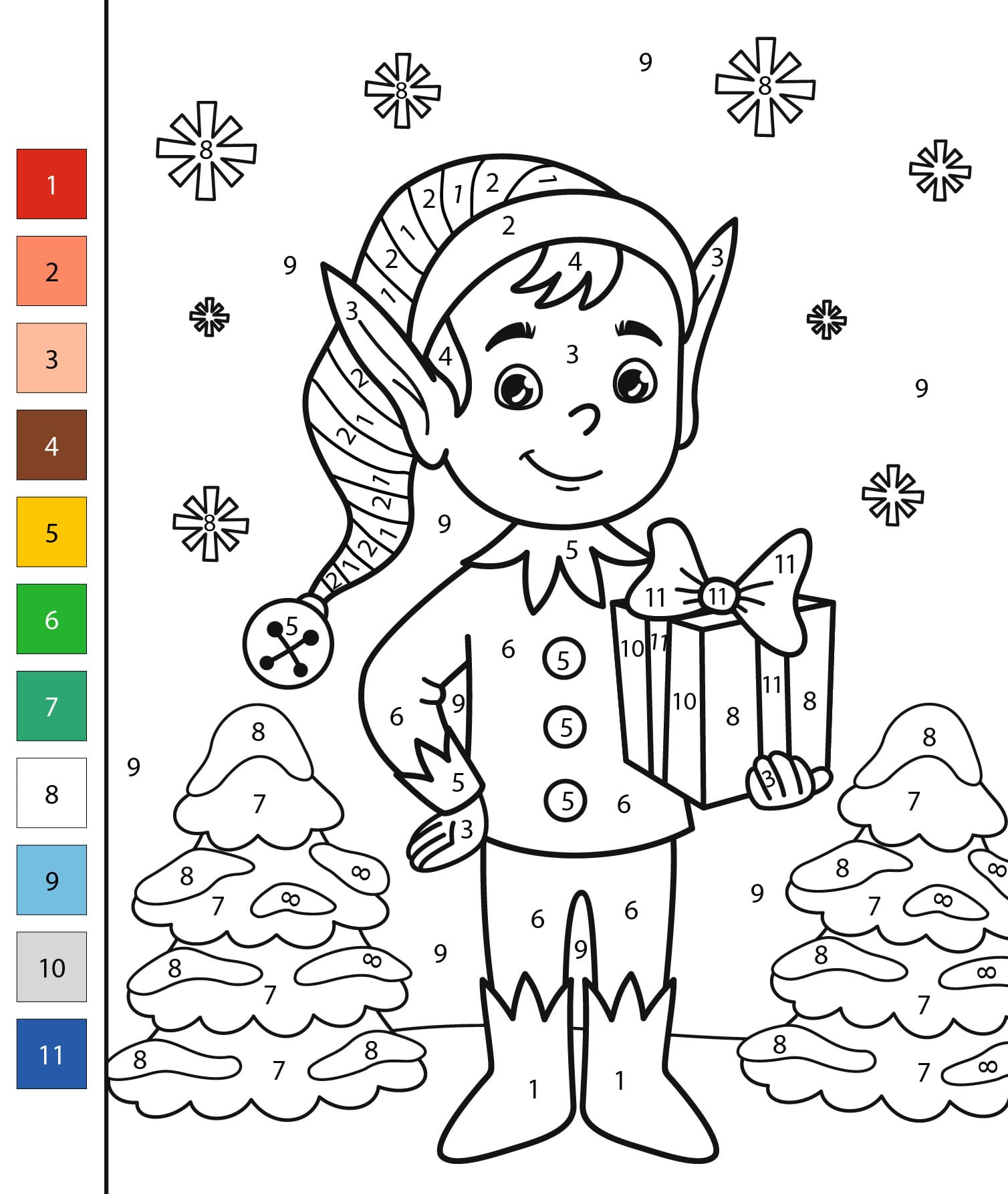 Elfe de Noël Coloriage Magique