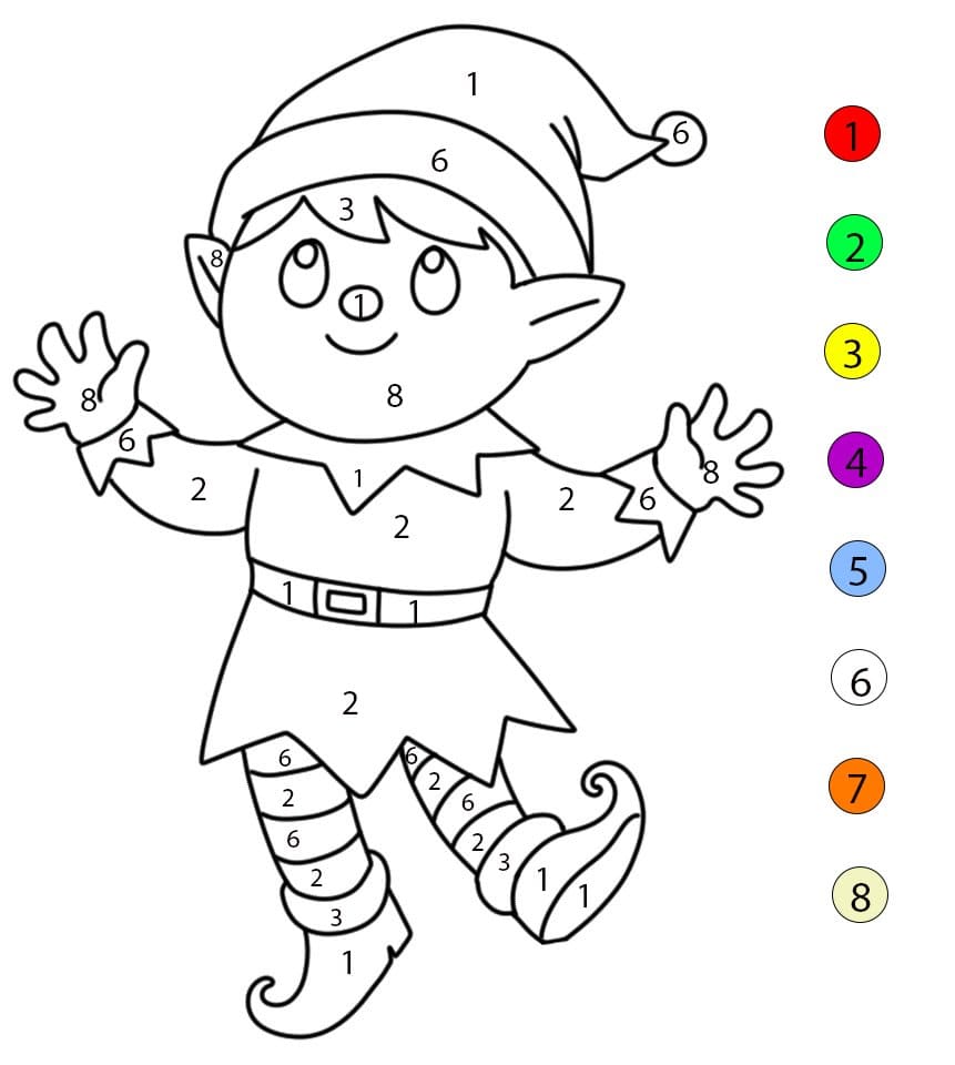 Elfe joyeux Coloriage Magique