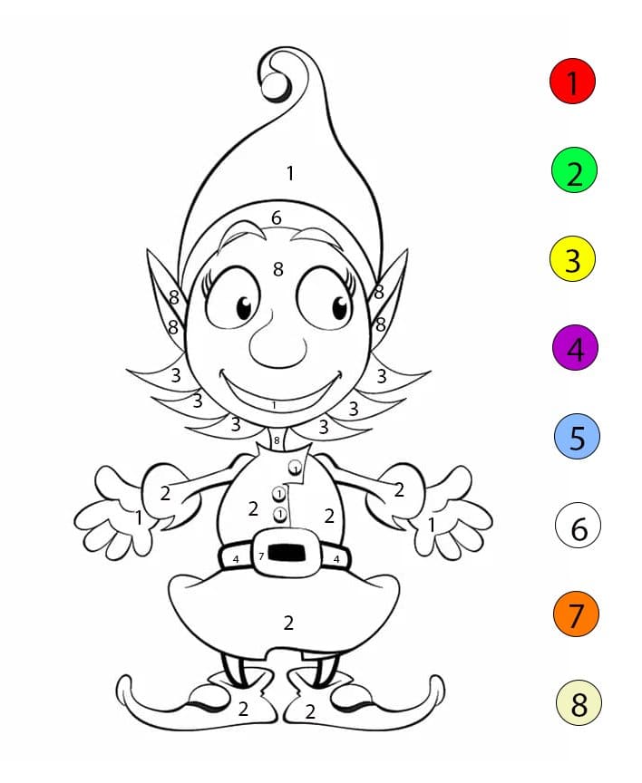 Elfe rigolo Coloriage Magique