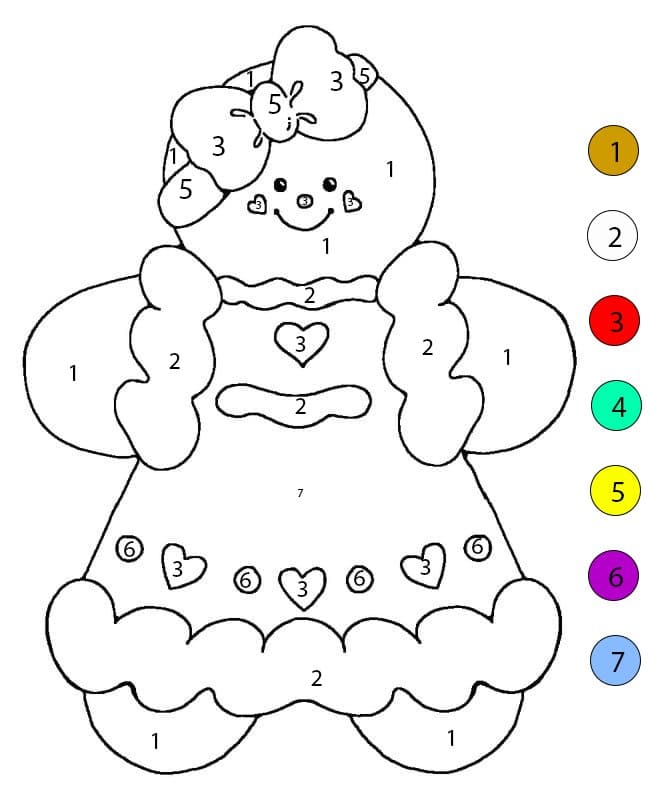 Fille en pain d'épice avec une belle robe Coloriage Magique