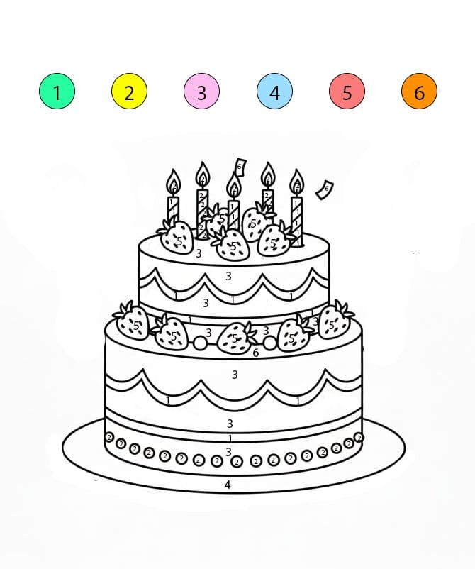 Coloriage Magique Gâteau D’Anniversaire