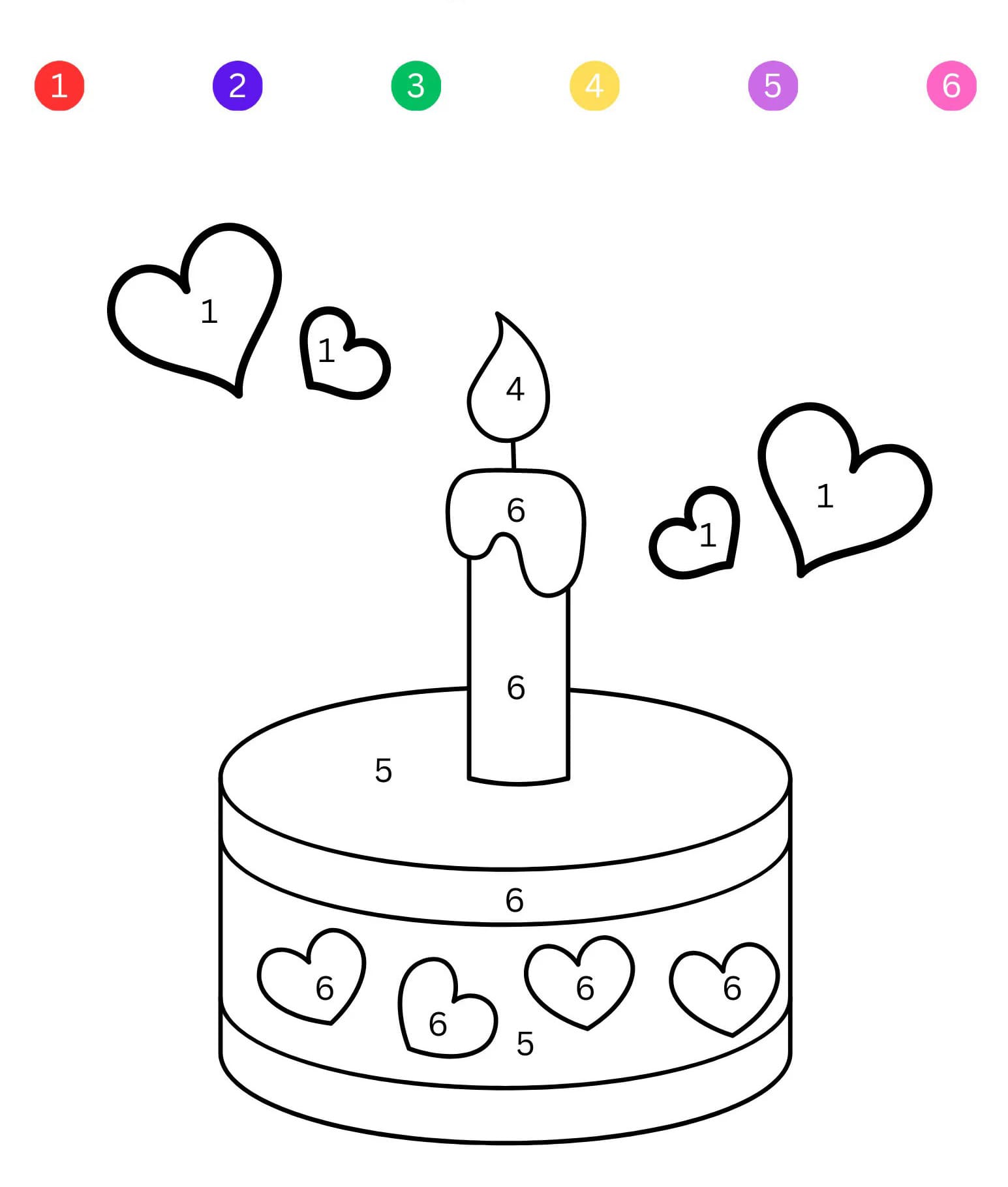 Joli gâteau d'anniversaire Coloriage Magique