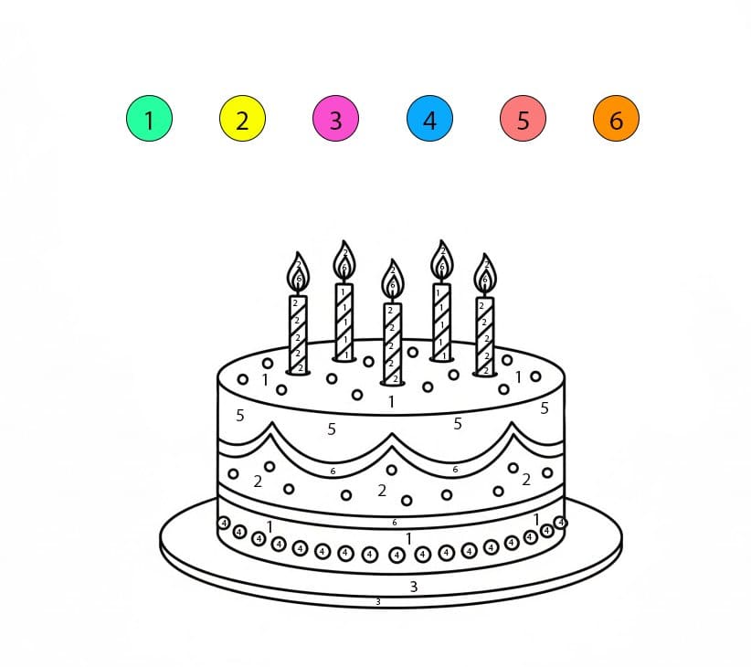 Magnifique gâteau d'anniversaire Coloriage Magique