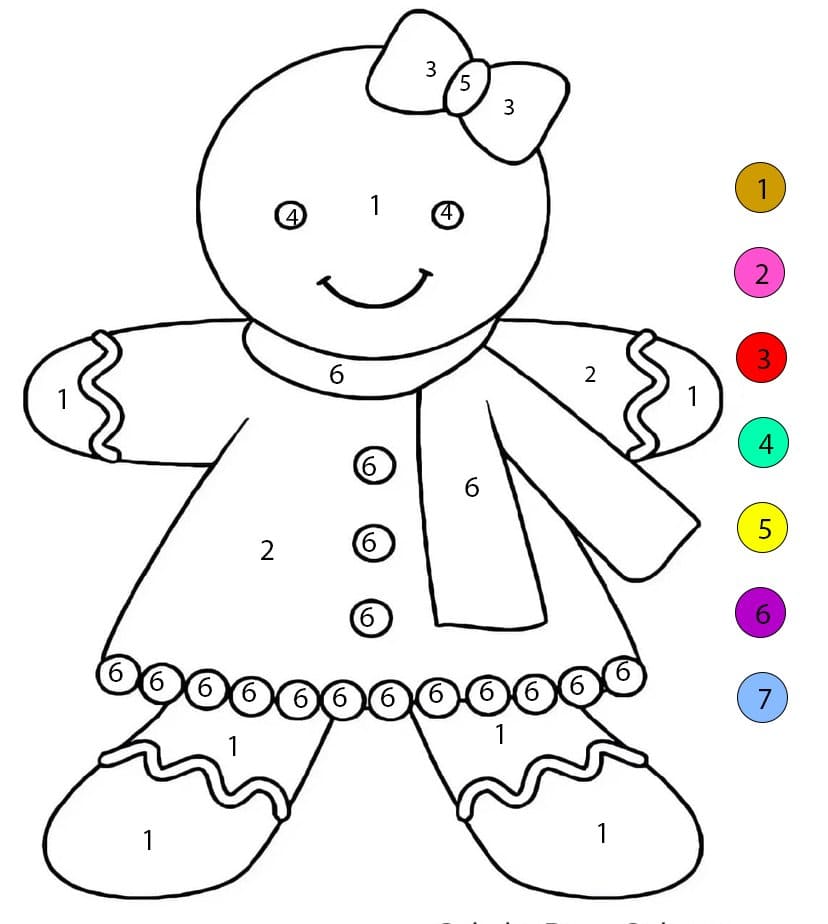 Mignon bonhomme en pain d'épice Coloriage Magique