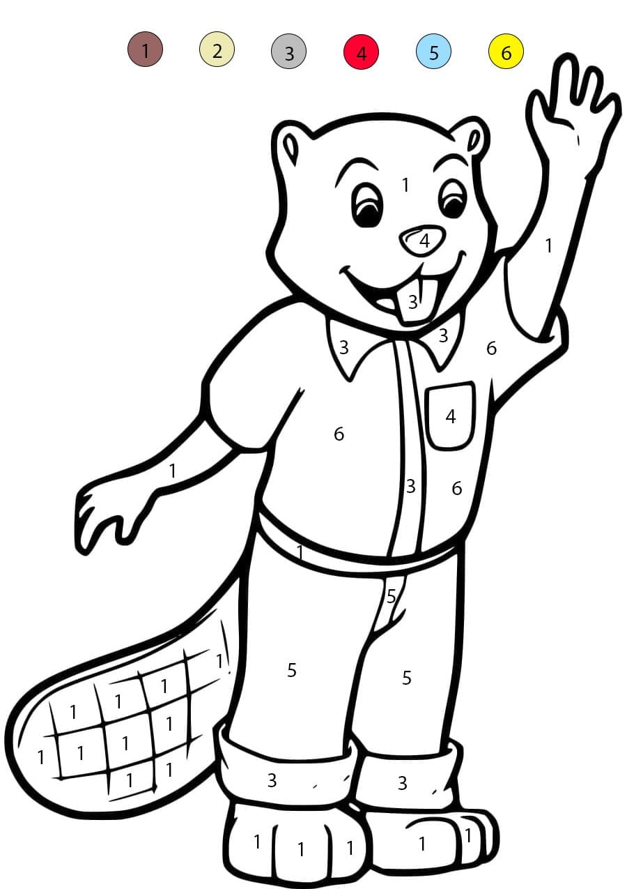 Personnage de dessin animé Castor Coloriage Magique