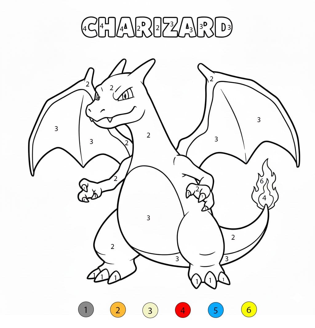 Coloriage Magique Dracaufeu