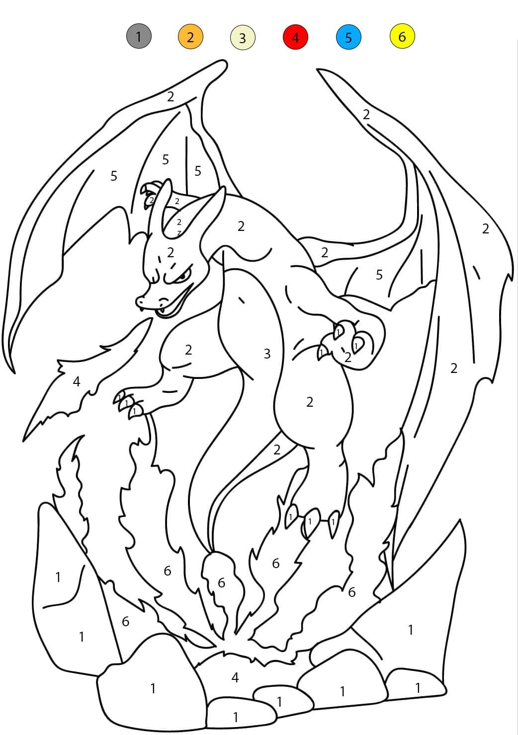 Puissant Dracaufeu Coloriage Magique