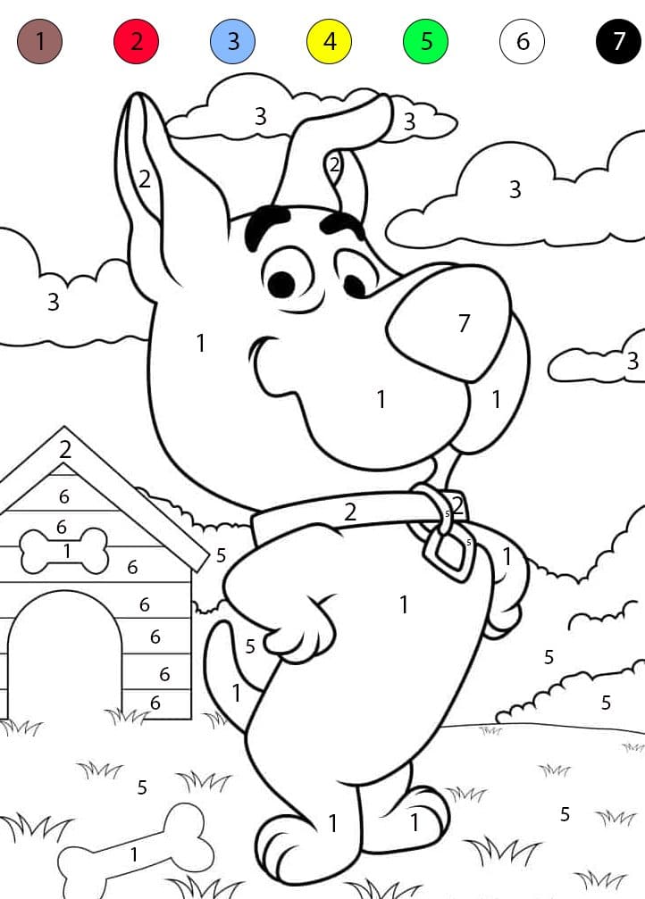 Scooby-Doo adorable Coloriage Magique