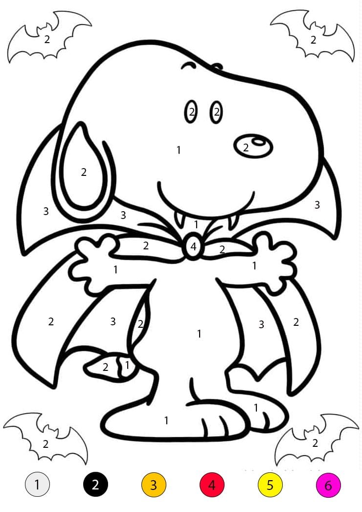 Snoopy le Vampire Coloriage Magique