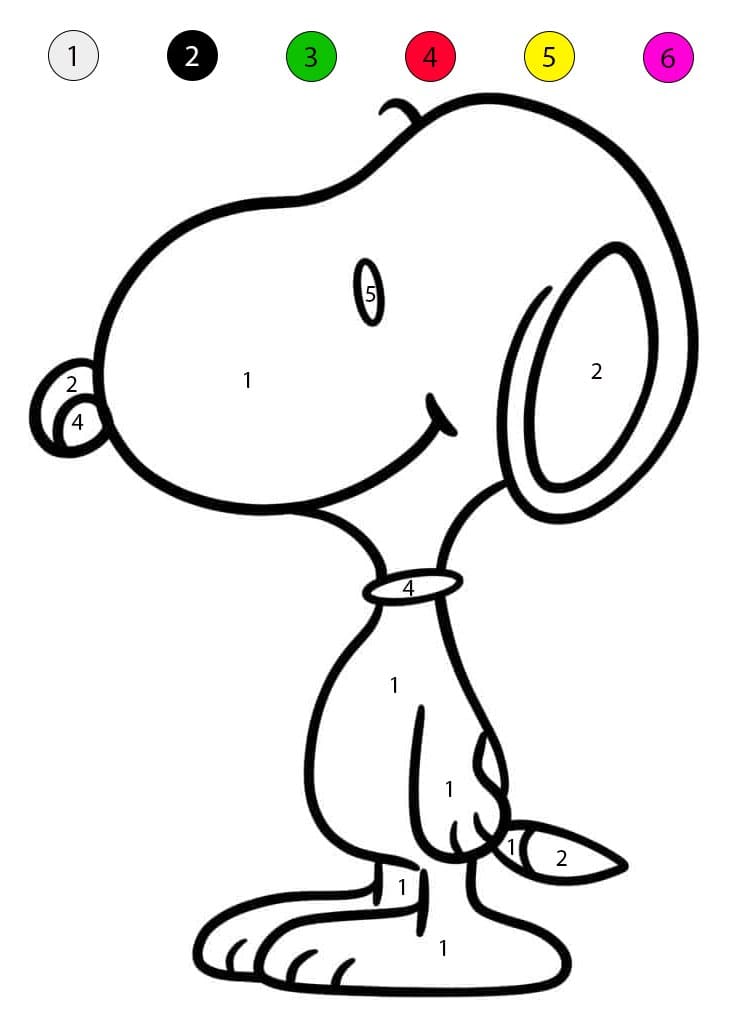 Snoopy le chien Coloriage Magique