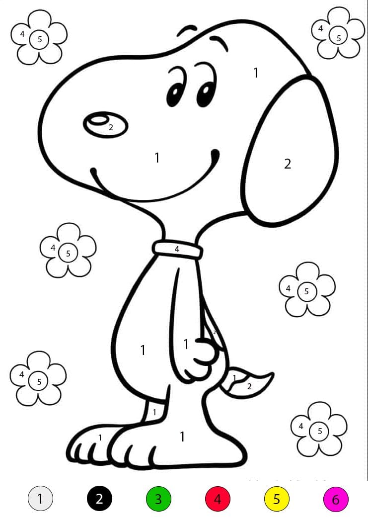 Snoopy mignon Coloriage Magique