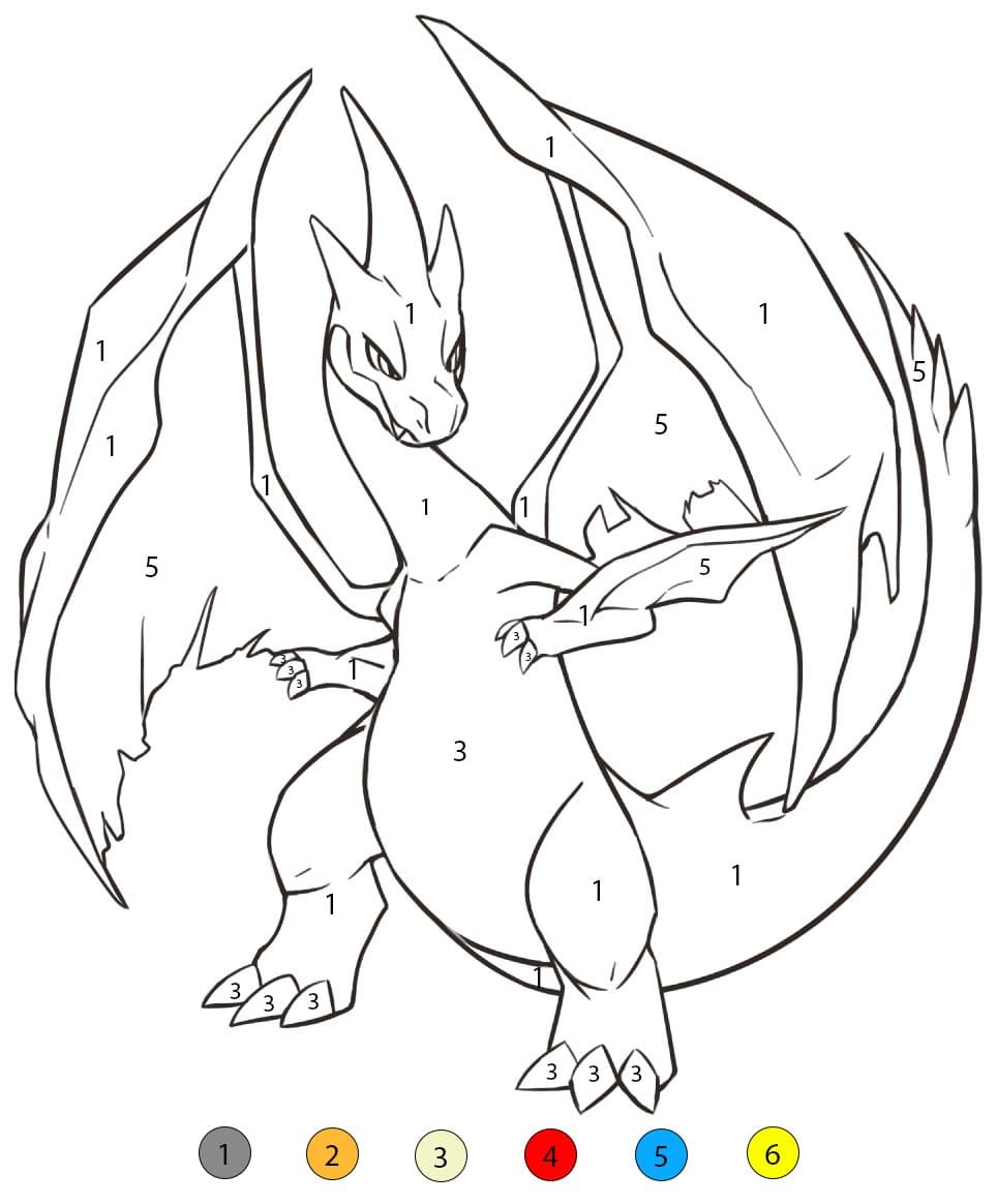 Superbe Dracaufeu Coloriage Magique