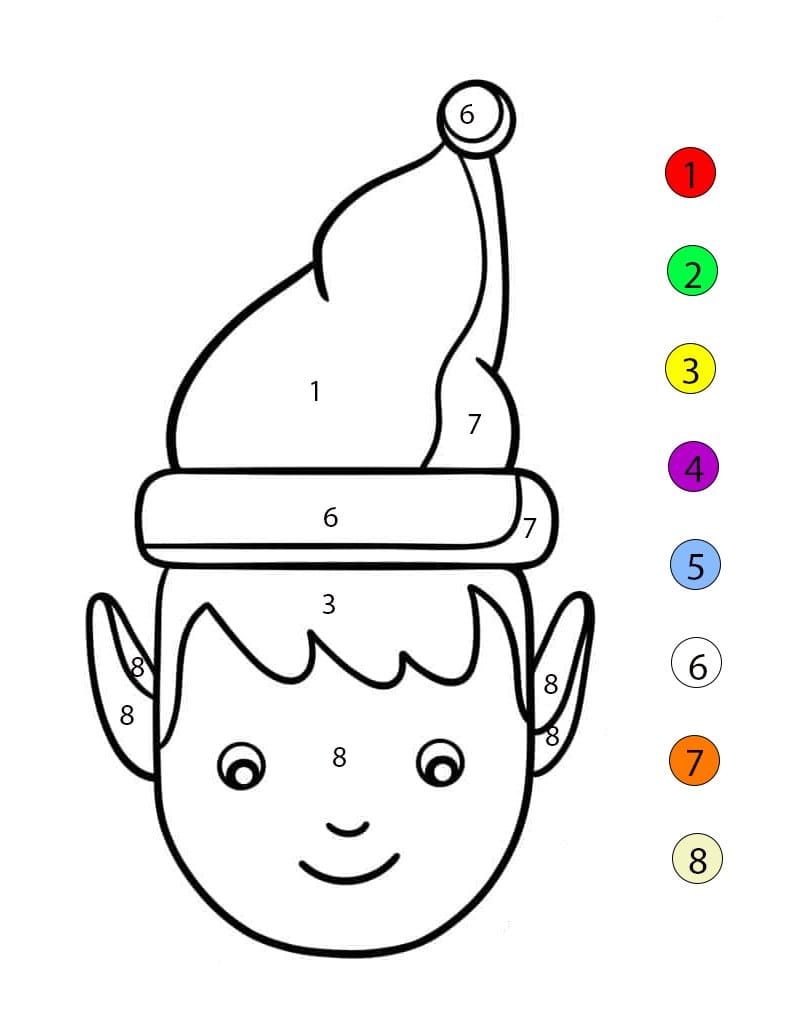 Tête d'elfe Coloriage Magique