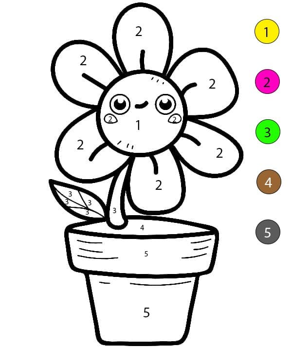 Adorable pot de fleurs Coloriage Magique
