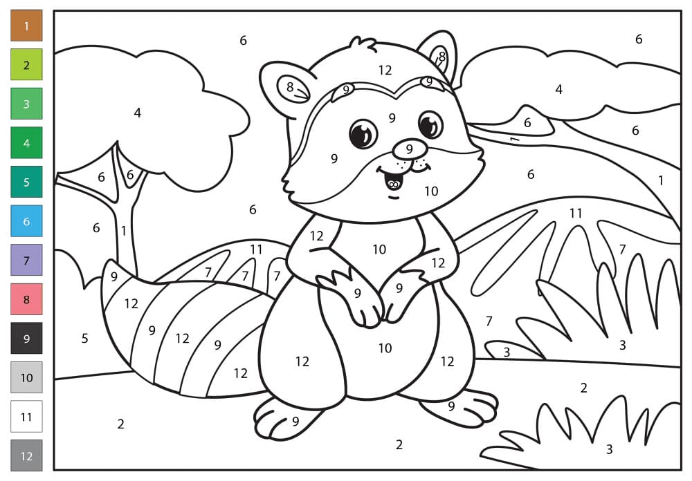 Adorable raton laveur Coloriage Magique