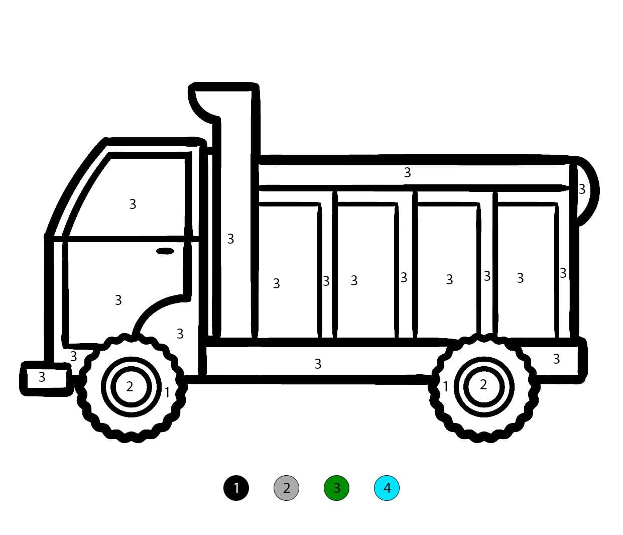 Beau camion-benne Coloriage Magique