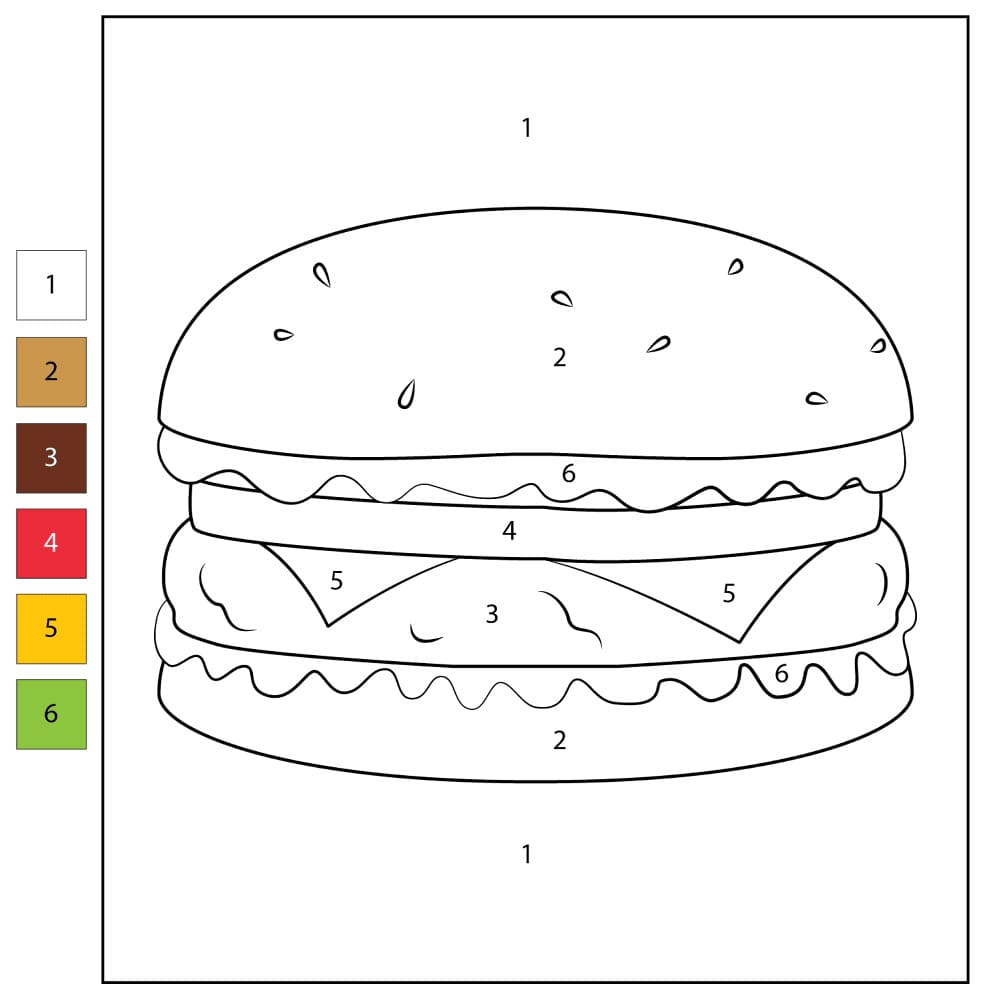 Bon Hamburger Coloriage Magique