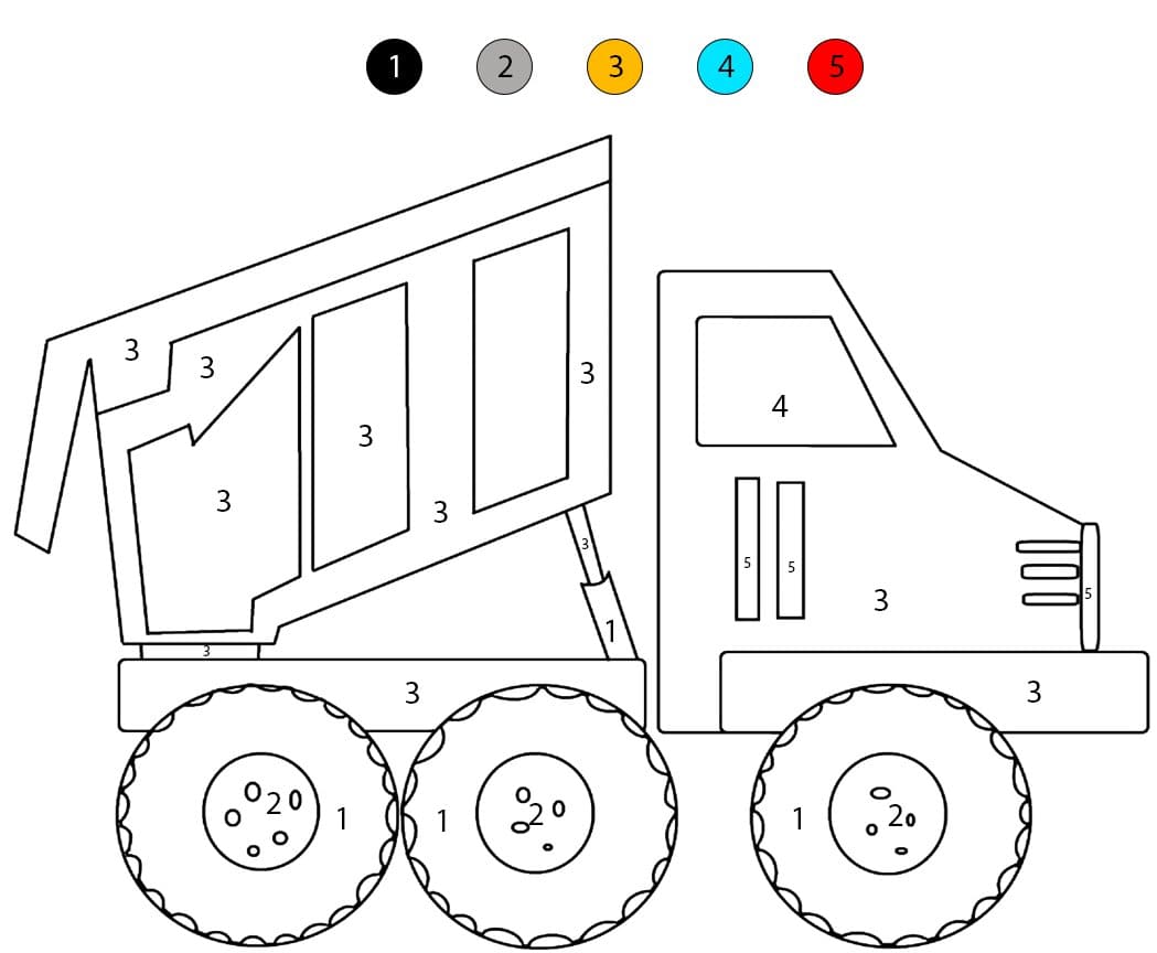 Bon camion-benne Coloriage Magique