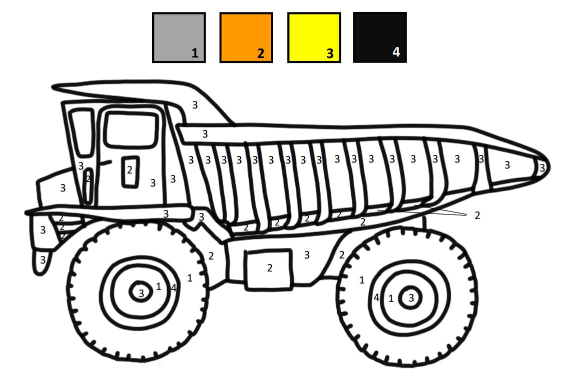 Camion-benne cool Coloriage Magique