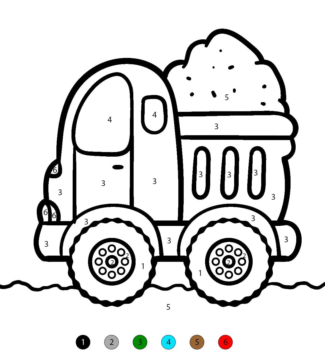 Camion-benne de dessin animé Coloriage Magique