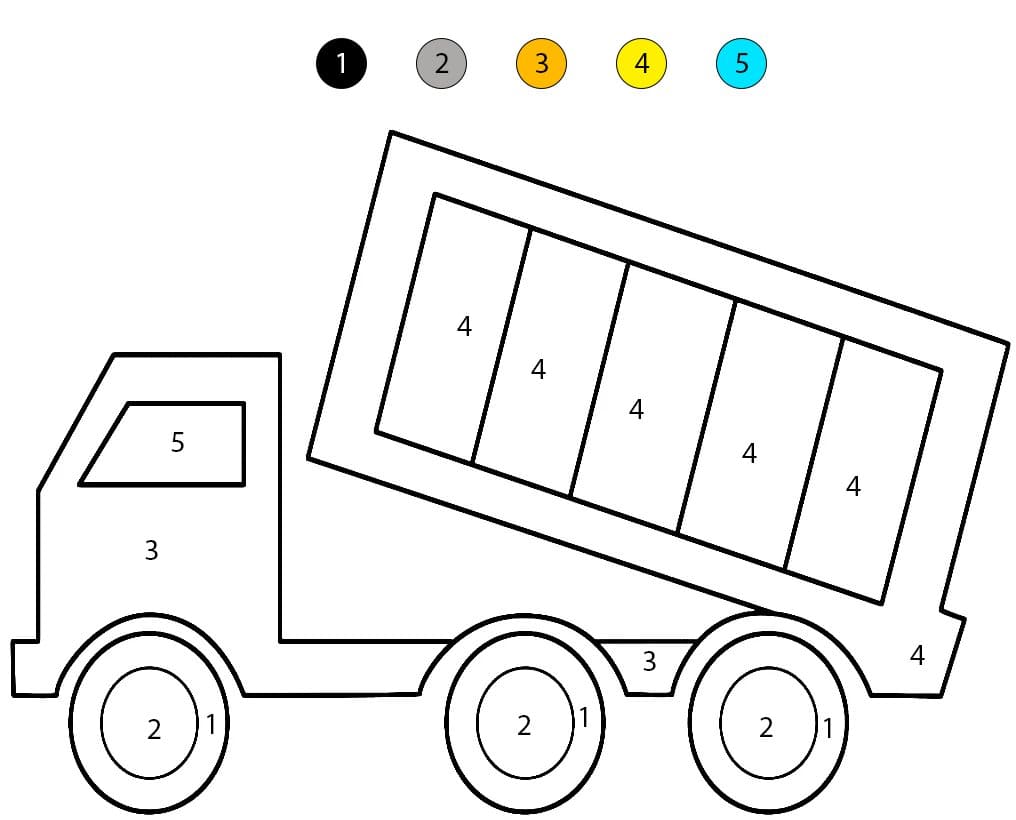 Camion-benne facile Coloriage Magique