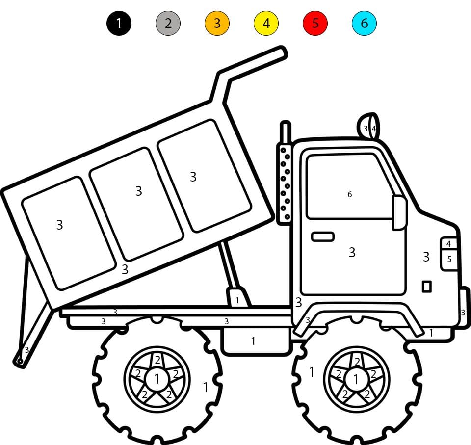 Camion-benne gratuit Coloriage Magique