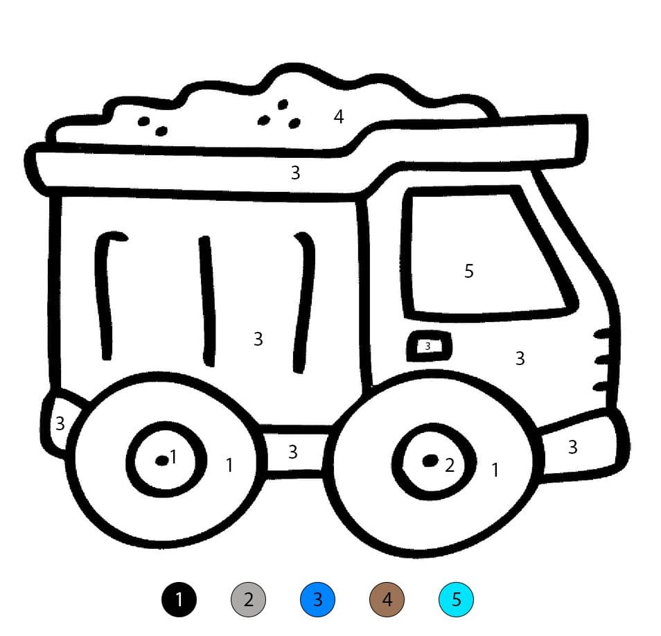 Camion-benne mignon Coloriage Magique
