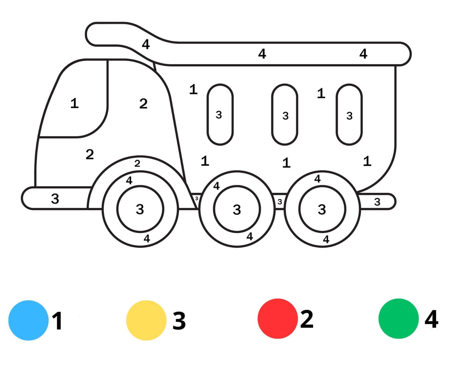 Camion-benne mignon de dessin animé Coloriage Magique