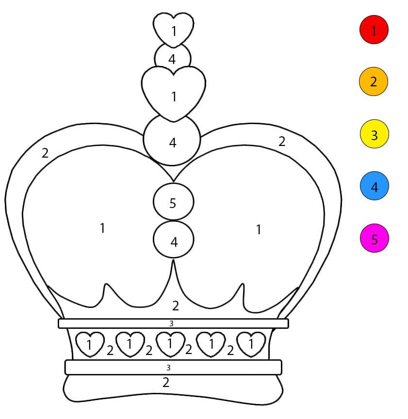 Couronne avec des cœurs Coloriage Magique