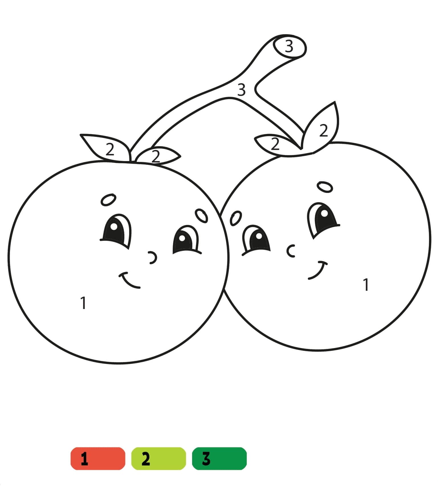 Deux tomates de dessin animé Coloriage Magique
