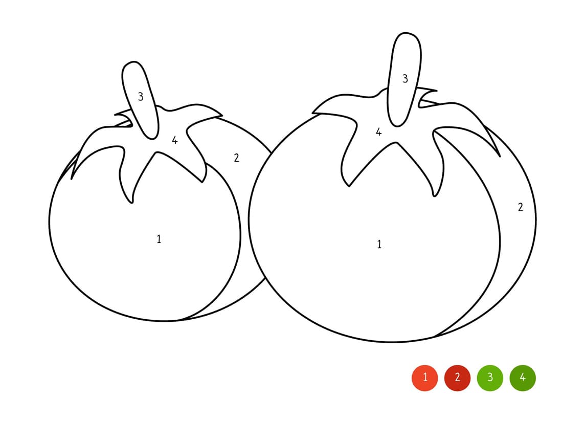 Deux tomates parfaites Coloriage Magique