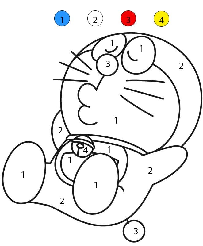 Doraemon dort Coloriage Magique