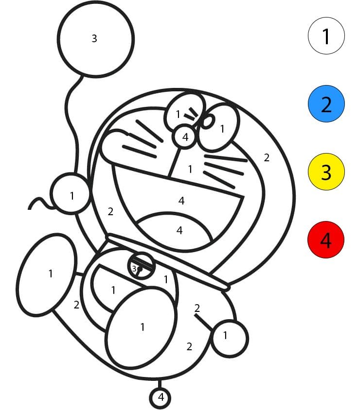 Doraemon et le ballon Coloriage Magique