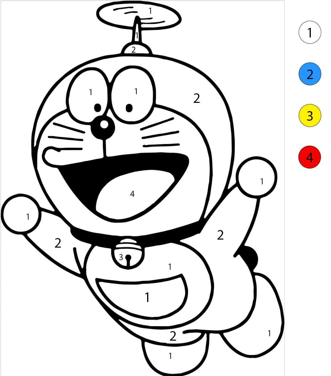 Doraemon et l'hélice de bambou Coloriage Magique