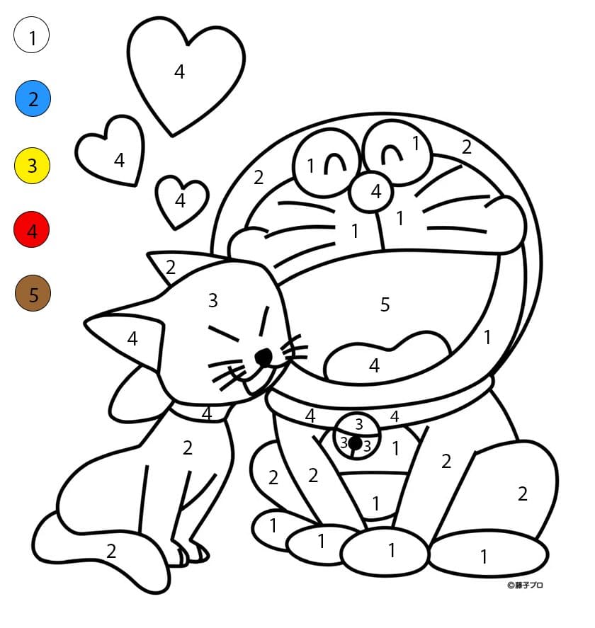 Doraemon et sa petite amie Coloriage Magique