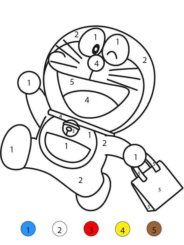 Doraemon fait les courses Coloriage Magique