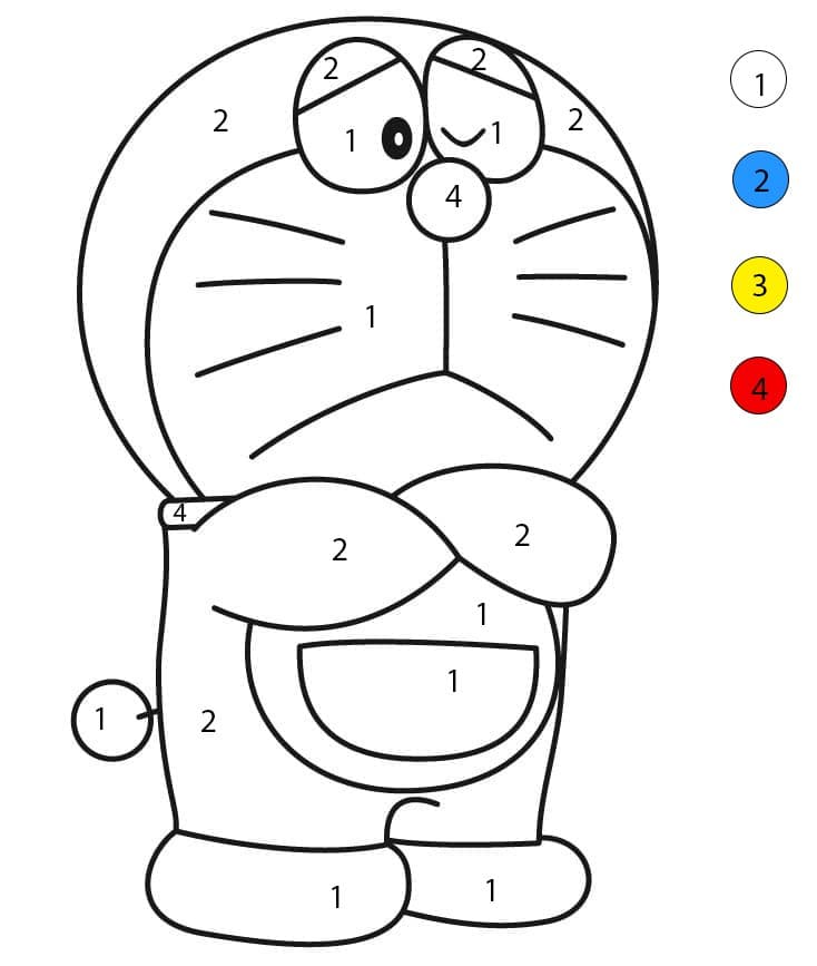 Doraemon pense Coloriage Magique