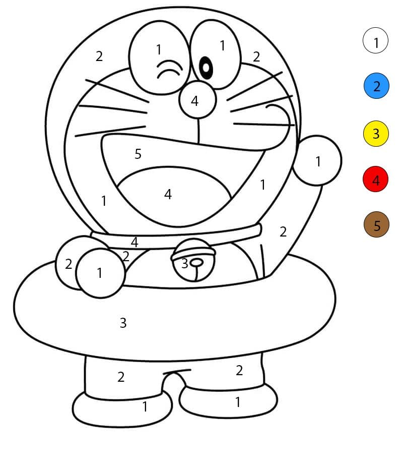 Doraemon va nager Coloriage Magique