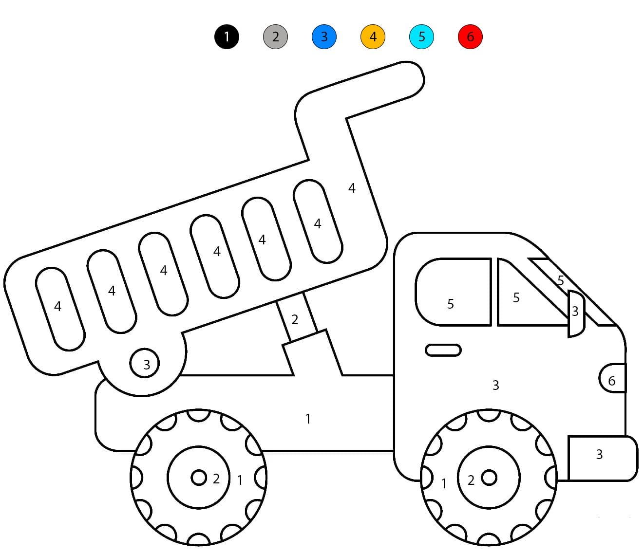 Facile camion-benne Coloriage Magique
