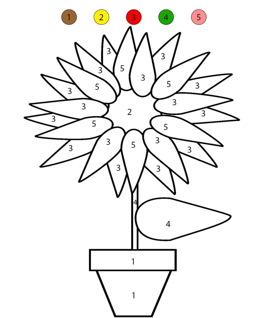 Facile pot de fleurs Coloriage Magique
