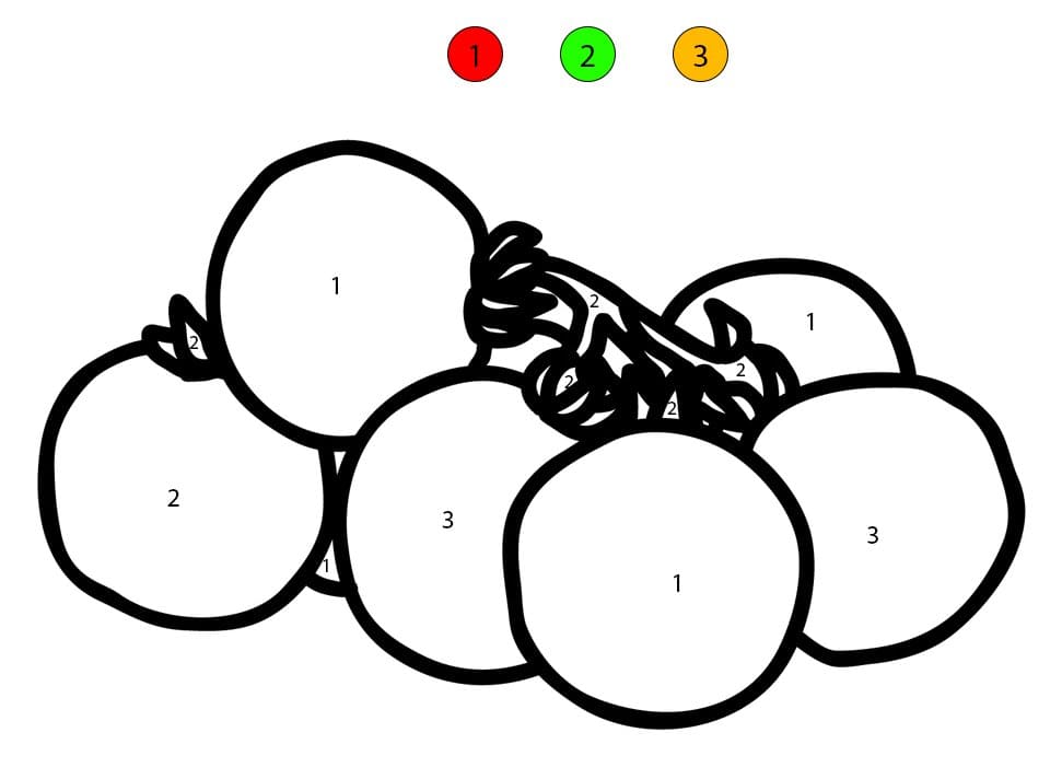 Groupe de tomates Coloriage Magique