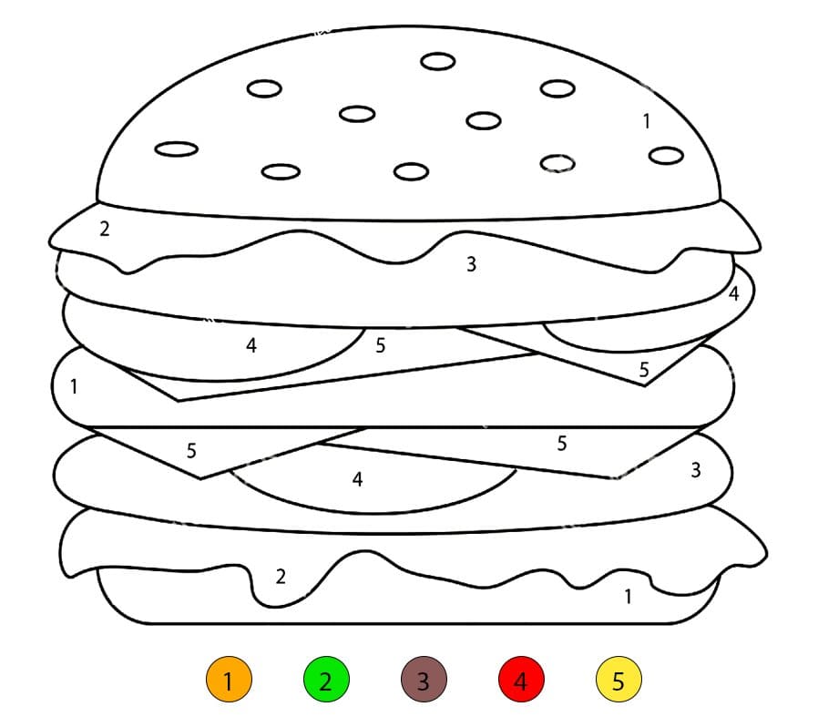 Hamburger au fromage Coloriage Magique