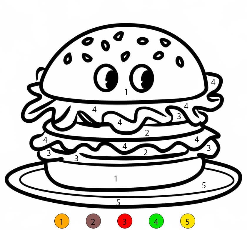 Hamburger avec des yeux Coloriage Magique